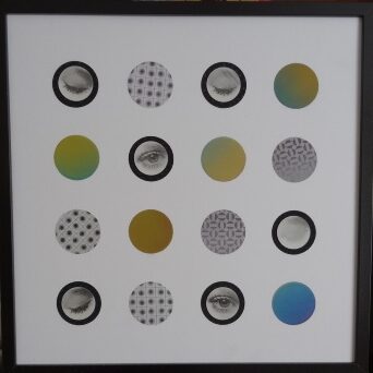 Winking eye and rainbow dots